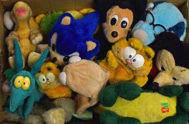 Box of Assorted Soft Toys including Mickey Mouse, Sonic, Garfield and more (Quantity) Box
