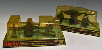 Dinky Toys Military Diecast Models 609 U.S. 105mm Howitzer with Gun Crew plus 88mm Gun both on