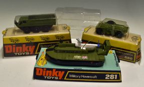 Dinky Toys Military Diecast Models 281 Military Hovercraft plus 680 Ferret Armoured Car and 682