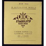 Cotton Motor Cycles 1934 Catalogue - A fine 12 page fold out to Poster size Sales Catalogue,