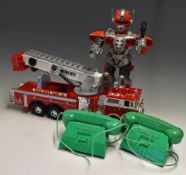 Large Battery Powered Robot measures 42cm h approx. together with 2x Modern Toys Japan Junior Phones