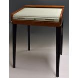 Vintage Childs Writing Desk with roll top and removable wooden legs, measures 70x47x50cm approx.