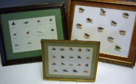 Fishing Tackle - Fishing Fly Displays to include various examples all framed (3)