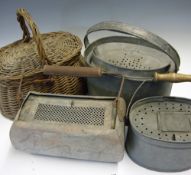 Fishing Tackle - Selection of Bait Boxes together with an early Basket Creel, various sizes (4)