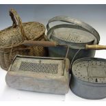 Fishing Tackle - Selection of Bait Boxes together with an early Basket Creel, various sizes (4)