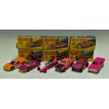 Matchbox Superfast 1970s Models to include 30 Beach Buggy, 54 Ford Capri (box flap damaged), 64