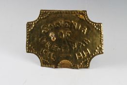WWI Trench Art - A Brass Plaque with 'Souvenir of the Great War 1914-1919' attributed to 13 Bt Royal