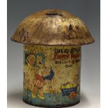 Rare C.1930s William Crawford & Sons 'Lucie Attwell's Fairy House Biscuit & Money Box' with mushroom