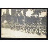 India - Postcard of Sikh Soldier 1914 on a march in France. This postcard is titled 'Indian troops