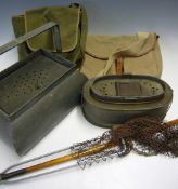 Fishing Tackle - 2x Fishing Bait Boxes together with 2x canvas tackle bags plus a wooden handled