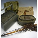 Fishing Tackle - 2x Fishing Bait Boxes together with 2x canvas tackle bags plus a wooden handled