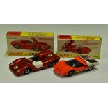 Dinky Toys Diecast Models 202 Fiat Abarth 2000 in orange and white plus a 204 Ferrari 312P in red,