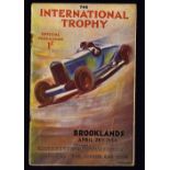 Brooklands Motor Racing "The International Trophy - April 28th 1934 Programme - A detailed and