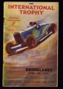 Brooklands Motor Racing "The International Trophy - April 28th 1934 Programme - A detailed and