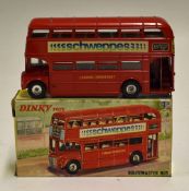 Dinky Toys Diecast Model 289 Routemaster bus 'Schweppes' with Kings Cross decals, in red, good