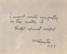 India - MK Gandhi Autograph - Handwritten Letter with autograph inscribed 'I want world sympathy