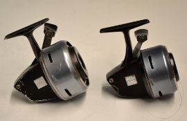 2x Abu closed face match spinning reels - 506 retaining most of the original finish and 507 with the