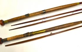 2x early Playfair Grant's Patent Spliced Vibration Salmon Rods - 10ft 2pc spinning rod fitted with