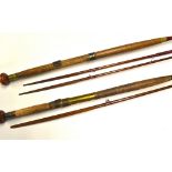 2x early Playfair Grant's Patent Spliced Vibration Salmon Rods - 10ft 2pc spinning rod fitted with