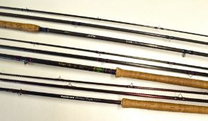 3x very good carbon salmon fly rods - Normark Golden Eagle 14ft 3pc line 10/11# alloy screw