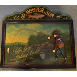 D Hooper & Son Fishing Tackle Makers Advertising Wooden Decorative Display sign - title The Best