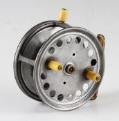 Scarce and early Hardy Bros Silex No.2 wide drum alloy salmon reel - 4.5" dia with drum retaining