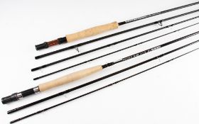 2x unused carbon trout fly rods - Lureflash Quatro Travel Fly - 10ft 4pc line #8-9 c/w 2 lined