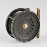 Hardy The Perfect Brass Face Salmon reel c.1905 - 4" dia with the Rod In Hand, Bordered oval and