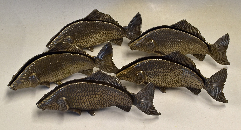 5x Plated Carp Fish Menu/Napkin Holders - overall 9.25" long