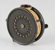 Fine Hardy Bros The Perfect Post war alloy trout reel - 3 5/8 inch dia, Agate lined line guide,