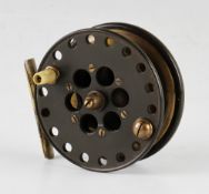 Scarce Allcocks "The Schooling Reel" No.1 ebonite, wooden and brass star back 3.5" centre pin reel -