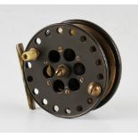 Scarce Allcocks "The Schooling Reel" No.1 ebonite, wooden and brass star back 3.5" centre pin reel -