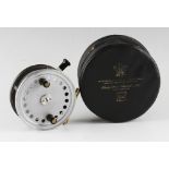 Fine Hardy Bros The Silex post war salmon reel - 4" dia, ribbed brass foot -would appear to be