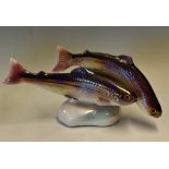 Ceramic Fish - Jema (Holland) Large pair of trout stamped to the base with makers details and