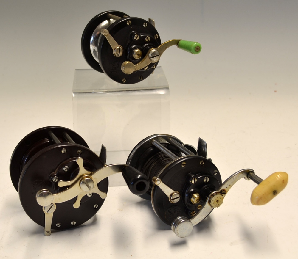 3x Vintage Penn Bakelite Bait Casting Multiplying Fishing Reels - Penn 85 with Bakelite spool;