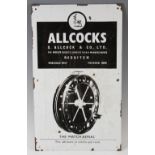 S Allcock & Co Ltd enamel advertising fishing reel display sign -featuring "The Match Aerial-the