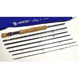 Ron Thompson travel fly rod - V16 model 9ft 6pc, line 7/8#, anodised screw locking reel seat - in