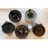 3x various modern day lightweight trout fly reels, spare spools and lines - Mamba Lureflash 78 c/w