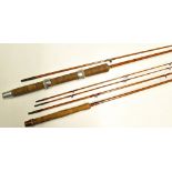 Milwards Split cane fly and Martin James split cane spinning rod - Milwards Fli-lite 8ft 3pc c/w