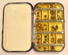 Hardy Bros Neroda Dry Fly Box and flies - Allseen style with 14 various size compartments with
