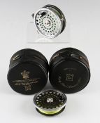 Hardy Bros Marquis 8/9 narrow drum alloy fly reel and spare spool and lines - reversible alloy "U"