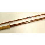 Fine and rare Oliver's of Knebworth Made in England hand built split cane special carp/barbel rod -