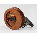 Scarce Milwards "The Brownie" Pat side casting reel c.1921- 3.5" dia red mahogany drum spool stamped