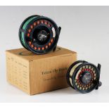 2x Teton Hi-tec fly reels and line - Model 7LA 3.5" dia wide drum with fully ventilated drum and
