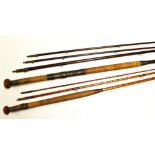 2x Early salmon and Sea trout fly rods - Wm Garden Aberdeen 14ft Greenheart Salmon fly rod with