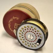 Fine Hardy Bros "The St Aidan" alloy sea trout fly reel - 3.75 inch dia, smooth alloy foot,