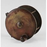 Scarce Chevalier, Bowness and Bowness large brass wide drum salmon fly reel c.1885 - 4.25 dia x 2" -
