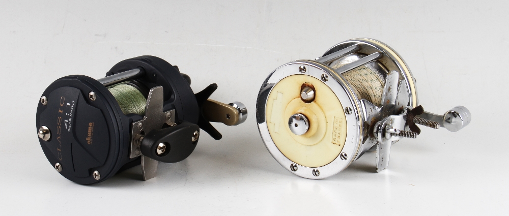 Okuma Classic 300X 4:1 Gear Ratio Multiplier Fishing Reel together with another Chrome plated - Image 2 of 2