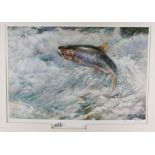 Signed Ltd Ed Fishing Colour Print by Spencer Roberts - titled A Game Salmon - signed in pencil by