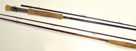 2x good carbon graphite trout fly rods - Pflueger Medallist Graphite hand finished 9ft 2pc line 8-